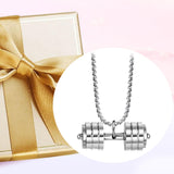 Maxbell Dumbbell Pendant for Men Decor Sport Creative Necklace for Holiday Party Men Silver