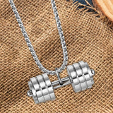 Maxbell Dumbbell Pendant for Men Decor Sport Creative Necklace for Holiday Party Men Silver