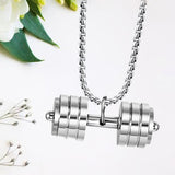 Maxbell Dumbbell Pendant for Men Decor Sport Creative Necklace for Holiday Party Men Silver