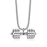 Maxbell Dumbbell Pendant for Men Decor Sport Creative Necklace for Holiday Party Men Silver