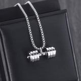 Maxbell Dumbbell Pendant for Men Decor Sport Creative Necklace for Holiday Party Men Silver