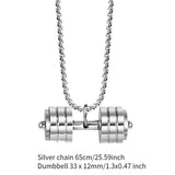 Maxbell Dumbbell Pendant for Men Decor Sport Creative Necklace for Holiday Party Men Silver