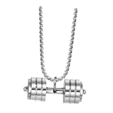 Maxbell Dumbbell Pendant for Men Decor Sport Creative Necklace for Holiday Party Men Silver