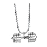 Maxbell Dumbbell Pendant for Men Decor Sport Creative Necklace for Holiday Party Men Silver