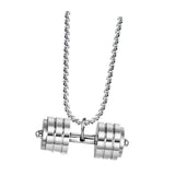 Maxbell Dumbbell Pendant for Men Decor Sport Creative Necklace for Holiday Party Men Silver