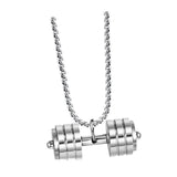 Maxbell Dumbbell Pendant for Men Decor Sport Creative Necklace for Holiday Party Men Silver