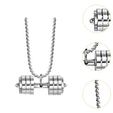 Maxbell Dumbbell Pendant for Men Decor Sport Creative Necklace for Holiday Party Men Silver