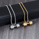 Maxbell Dumbbell Pendant for Men Decor Sport Creative Necklace for Holiday Party Men Silver