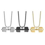 Maxbell Dumbbell Pendant for Men Decor Sport Creative Necklace for Holiday Party Men Silver