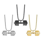Maxbell Dumbbell Pendant for Men Decor Sport Creative Necklace for Holiday Party Men Silver