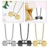 Maxbell Dumbbell Pendant for Men Decor Sport Creative Necklace for Holiday Party Men Silver