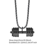 Maxbell Dumbbell Pendant for Men Decor Sport Creative Necklace for Holiday Party Men Black