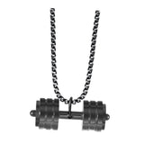 Maxbell Dumbbell Pendant for Men Decor Sport Creative Necklace for Holiday Party Men Black