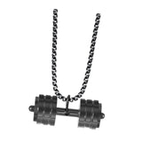Maxbell Dumbbell Pendant for Men Decor Sport Creative Necklace for Holiday Party Men Black
