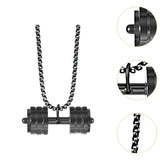 Maxbell Dumbbell Pendant for Men Decor Sport Creative Necklace for Holiday Party Men Black