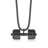 Maxbell Dumbbell Pendant for Men Decor Sport Creative Necklace for Holiday Party Men Black