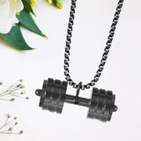 Maxbell Dumbbell Pendant for Men Decor Sport Creative Necklace for Holiday Party Men Black