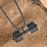 Maxbell Dumbbell Pendant for Men Decor Sport Creative Necklace for Holiday Party Men Black