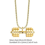Maxbell Dumbbell Pendant for Men Decor Sport Creative Necklace for Holiday Party Men Gold