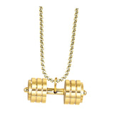 Maxbell Dumbbell Pendant for Men Decor Sport Creative Necklace for Holiday Party Men Gold