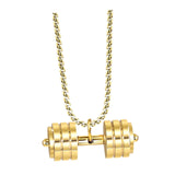 Maxbell Dumbbell Pendant for Men Decor Sport Creative Necklace for Holiday Party Men Gold