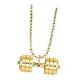 Maxbell Dumbbell Pendant for Men Decor Sport Creative Necklace for Holiday Party Men Gold