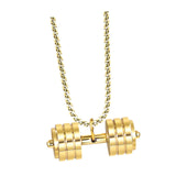 Maxbell Dumbbell Pendant for Men Decor Sport Creative Necklace for Holiday Party Men Gold