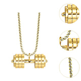 Maxbell Dumbbell Pendant for Men Decor Sport Creative Necklace for Holiday Party Men Gold