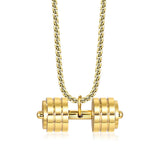 Maxbell Dumbbell Pendant for Men Decor Sport Creative Necklace for Holiday Party Men Gold