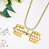 Maxbell Dumbbell Pendant for Men Decor Sport Creative Necklace for Holiday Party Men Gold