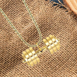 Maxbell Dumbbell Pendant for Men Decor Sport Creative Necklace for Holiday Party Men Gold