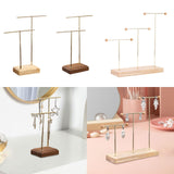 Maxbell Earring Display Stand Jewelry Display Stand for Selling Tabletop T Bar Stand 2 Laywer Wood