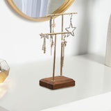 Maxbell Earring Display Stand Jewelry Display Stand for Selling Tabletop T Bar Stand 2 Laywer Brown Wood