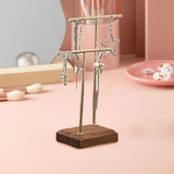 Maxbell Earring Display Stand Jewelry Display Stand for Selling Tabletop T Bar Stand 2 Laywer Brown Wood