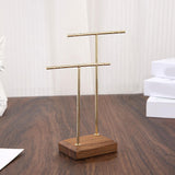 Maxbell Earring Display Stand Jewelry Display Stand for Selling Tabletop T Bar Stand 2 Laywer Brown Wood