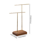 Maxbell Earring Display Stand Jewelry Display Stand for Selling Tabletop T Bar Stand 2 Laywer Brown Wood