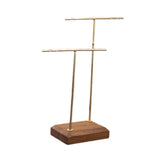 Maxbell Earring Display Stand Jewelry Display Stand for Selling Tabletop T Bar Stand 2 Laywer Brown Wood