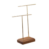 Maxbell Earring Display Stand Jewelry Display Stand for Selling Tabletop T Bar Stand 2 Laywer Brown Wood