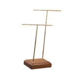 Maxbell Earring Display Stand Jewelry Display Stand for Selling Tabletop T Bar Stand 2 Laywer Brown Wood