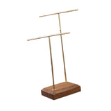 Maxbell Earring Display Stand Jewelry Display Stand for Selling Tabletop T Bar Stand 2 Laywer Brown Wood