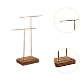 Maxbell Earring Display Stand Jewelry Display Stand for Selling Tabletop T Bar Stand 2 Laywer Brown Wood
