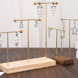Maxbell Earring Display Stand Jewelry Display Stand for Selling Tabletop T Bar Stand 2 Laywer Brown Wood