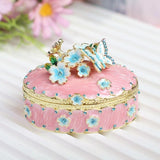 Maxbell Jewelry Box Alloy Tabletop Creative Treasure Case Decorative Box Trinket Box Pink