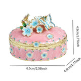 Maxbell Jewelry Box Alloy Tabletop Creative Treasure Case Decorative Box Trinket Box Pink