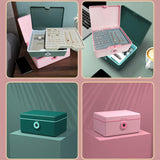 Maxbell Jewelry Box with Fingerprint Lock Jewelry Casket for Party Holidays Bathroom Single Layer Green