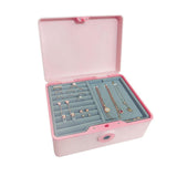 Maxbell Jewelry Box with Fingerprint Lock Jewelry Casket for Party Holidays Bathroom Double Layer Pink