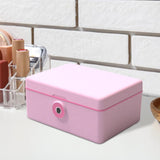 Maxbell Jewelry Box with Fingerprint Lock Jewelry Casket for Party Holidays Bathroom Double Layer Pink