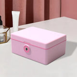 Maxbell Jewelry Box with Fingerprint Lock Jewelry Casket for Party Holidays Bathroom Double Layer Pink
