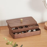 Wooden Jewelry Box Walnut 2 Layer Trinket Box for Watches Bracelets Earrings