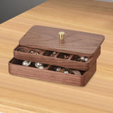 Wooden Jewelry Box Walnut 2 Layer Trinket Box for Watches Bracelets Earrings